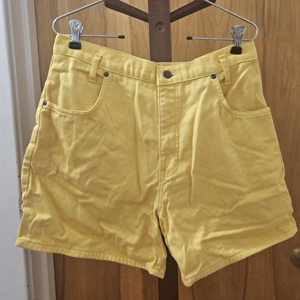 90s yellow denim shorts